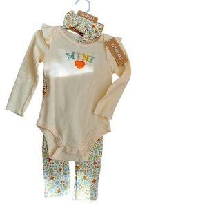 Kit+Pearl Baby Toddler Girl Pants Bodysuit Hair Band 24M Matching Set Floral NWT